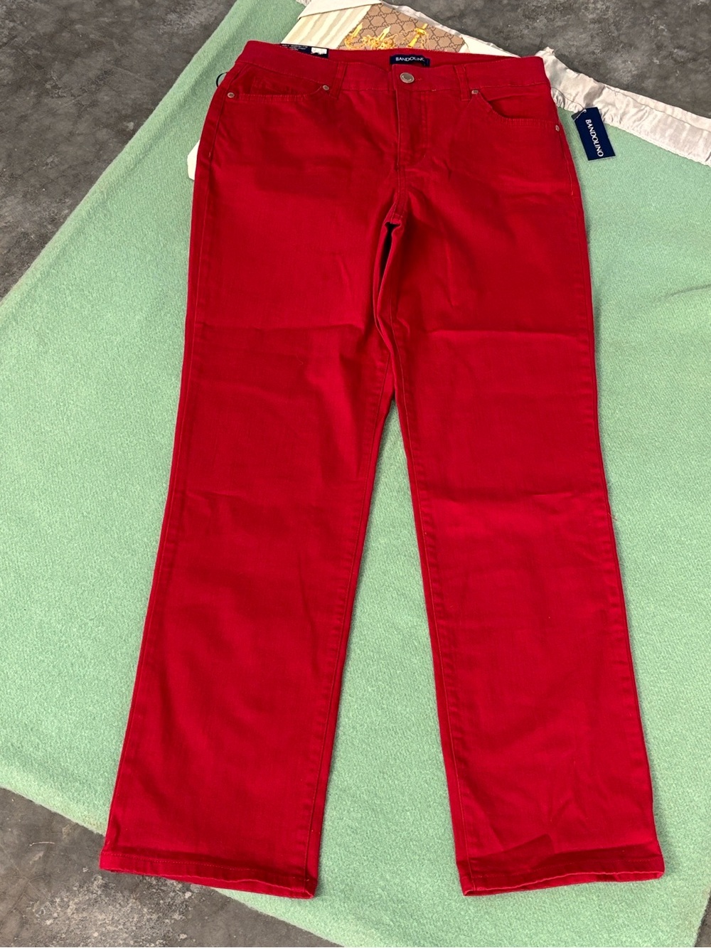 NWT Bandilino Mandie Scarlet Red Straight-Leg Denim Jeans Stretch Perfect Fit 10 - Picture 9 of 16